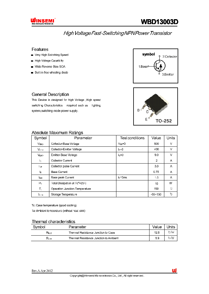 WBD13003D_9073399.PDF Datasheet