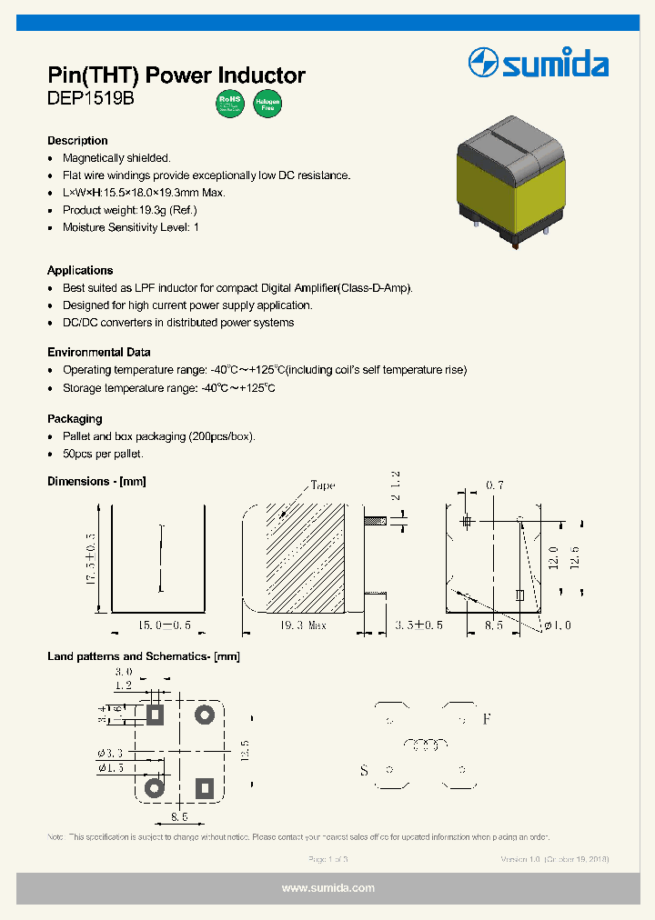 DEP1519BHF-100M_9073650.PDF Datasheet