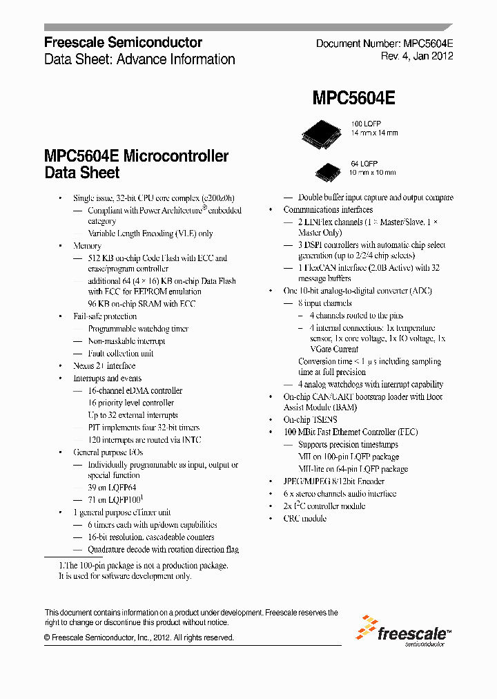 PPC5604EEMLH_9074219.PDF Datasheet