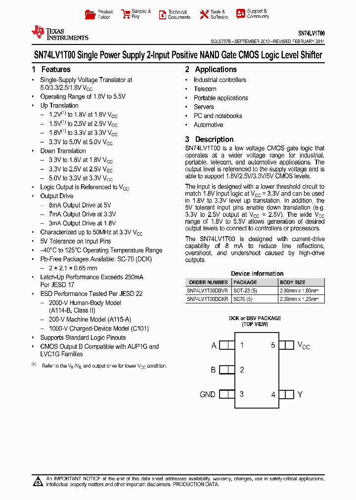 SN74LV1T00DBVRG4_9076138.PDF Datasheet
