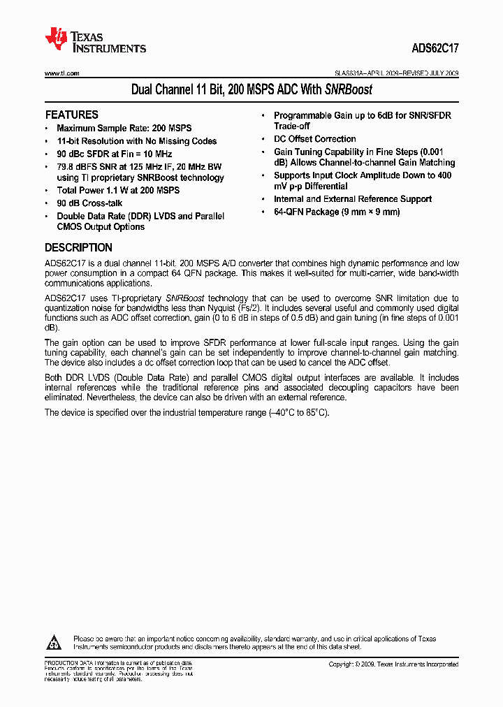 ADS62C17IRGCR_9076433.PDF Datasheet