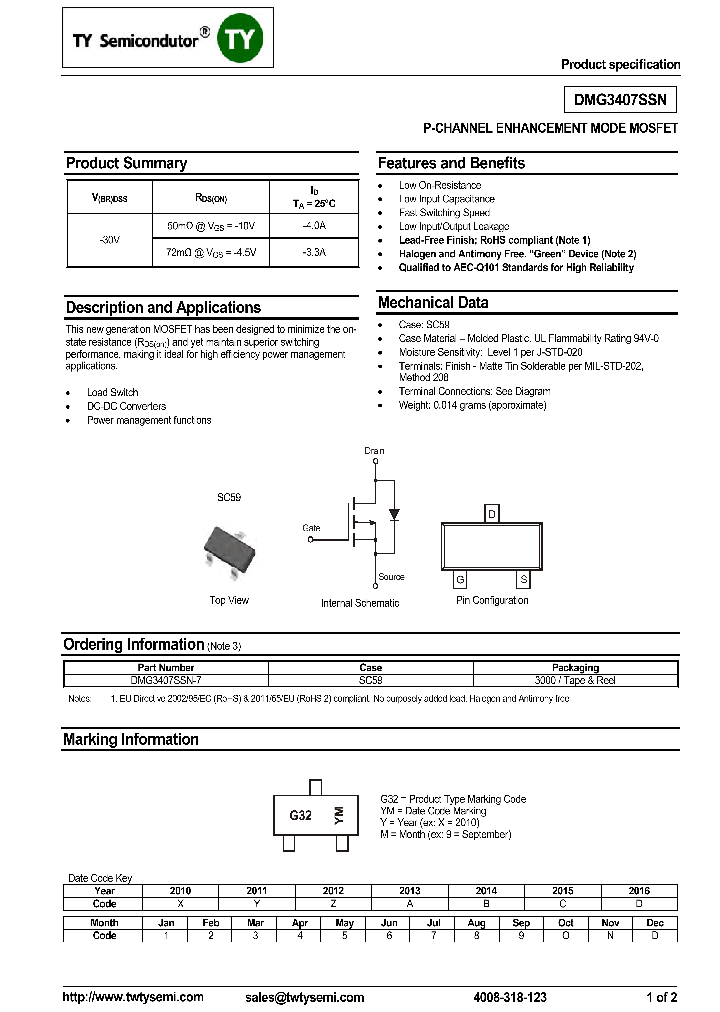 DMG3407SSN_9076576.PDF Datasheet