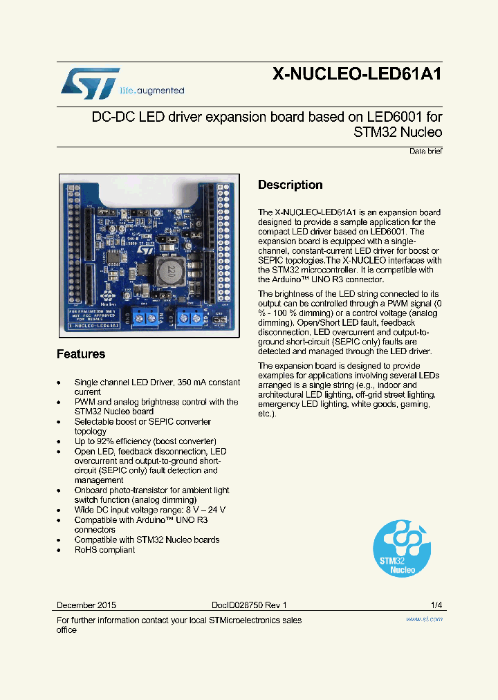 X-NUCLEO-LED61A1_9076760.PDF Datasheet