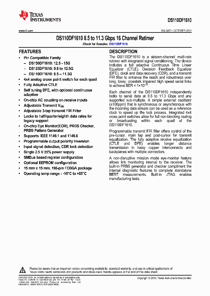 DS110DF1610_9077266.PDF Datasheet