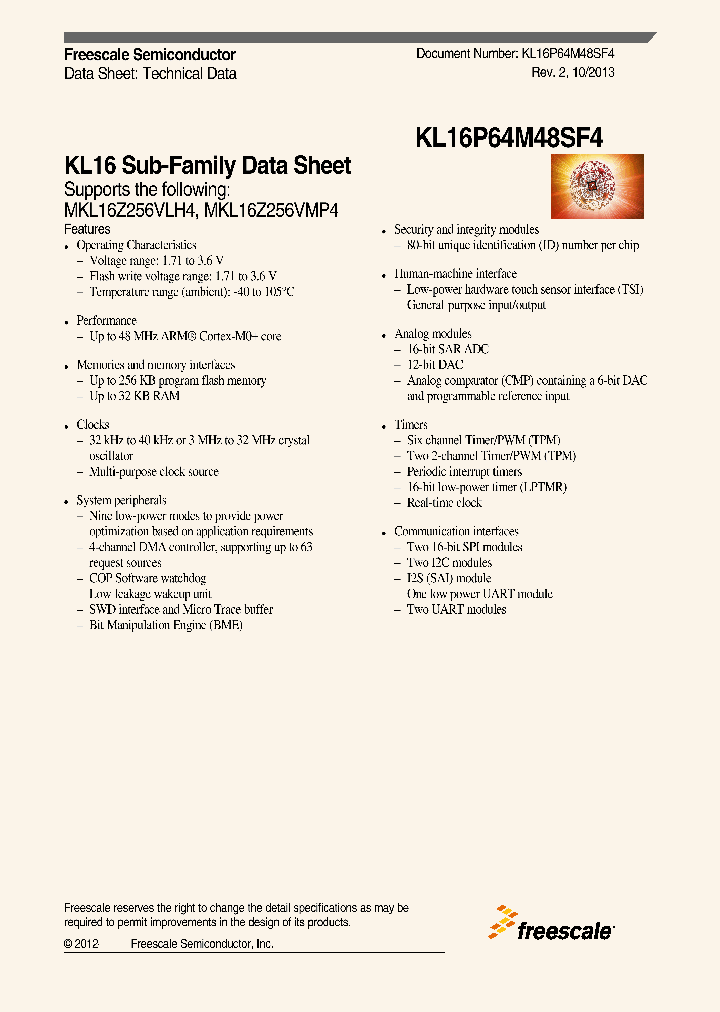 KL16P64M48SF4_9077466.PDF Datasheet