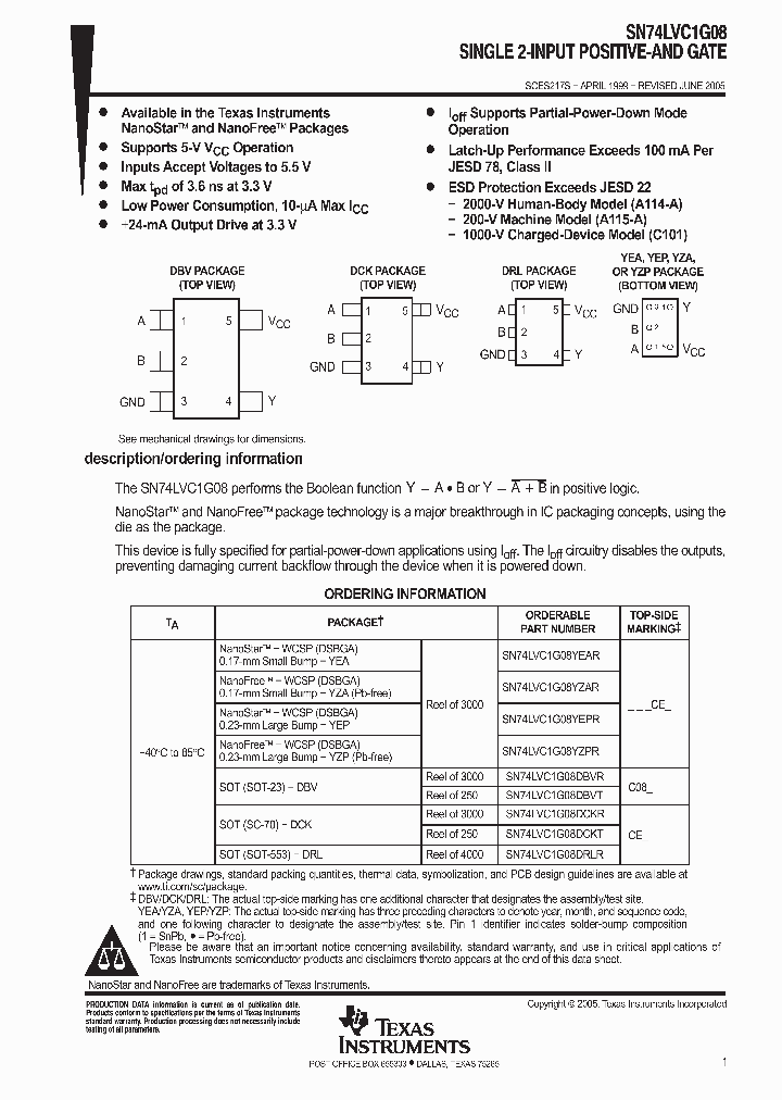 SN74LVC1G08YZPR_9078334.PDF Datasheet