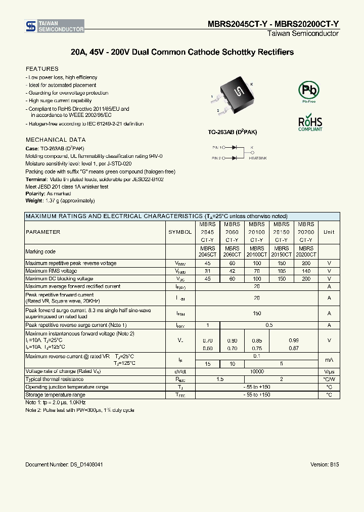 MBRS2045CT-Y_9078771.PDF Datasheet