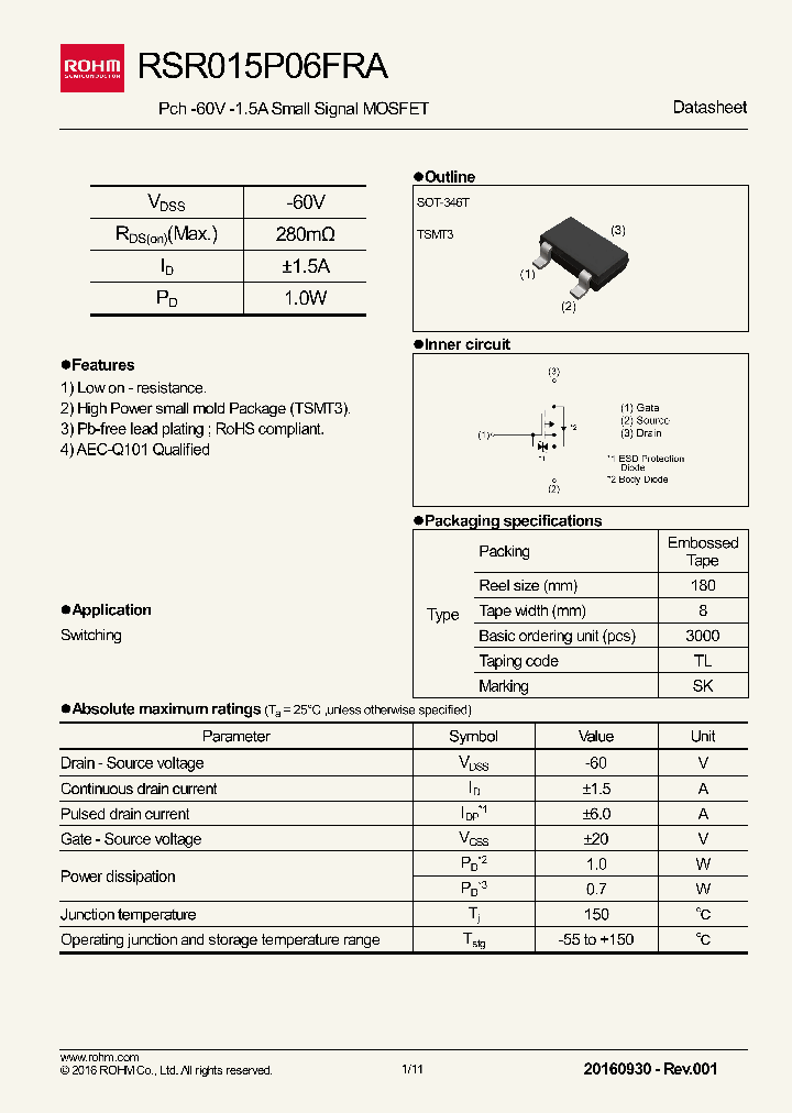 RSR015P06FRA_9079894.PDF Datasheet