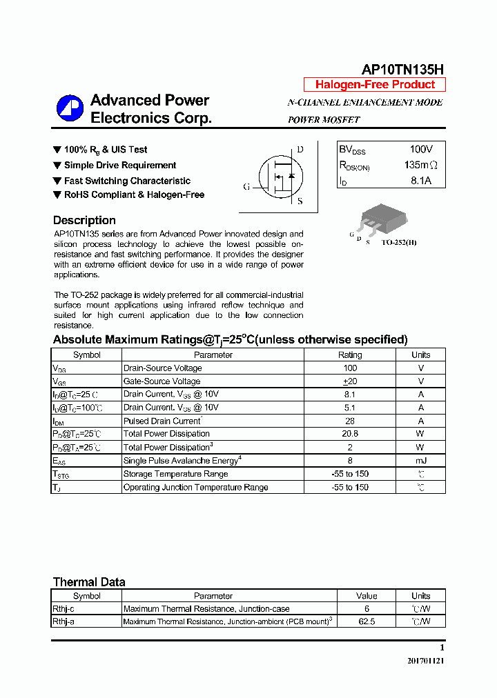 AP10TN135H_9081673.PDF Datasheet
