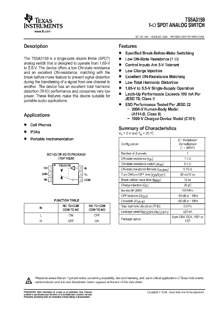 TS5A3159YZPR_9083360.PDF Datasheet