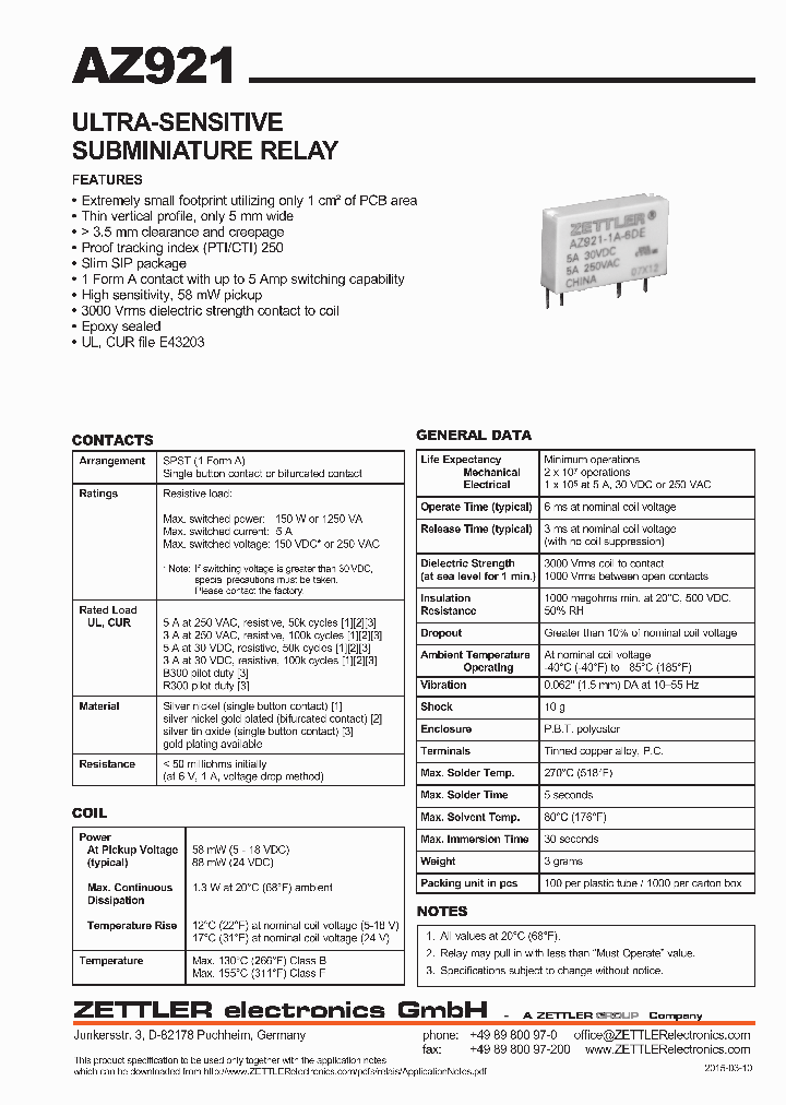 AZ921-1A-6DE_9084601.PDF Datasheet