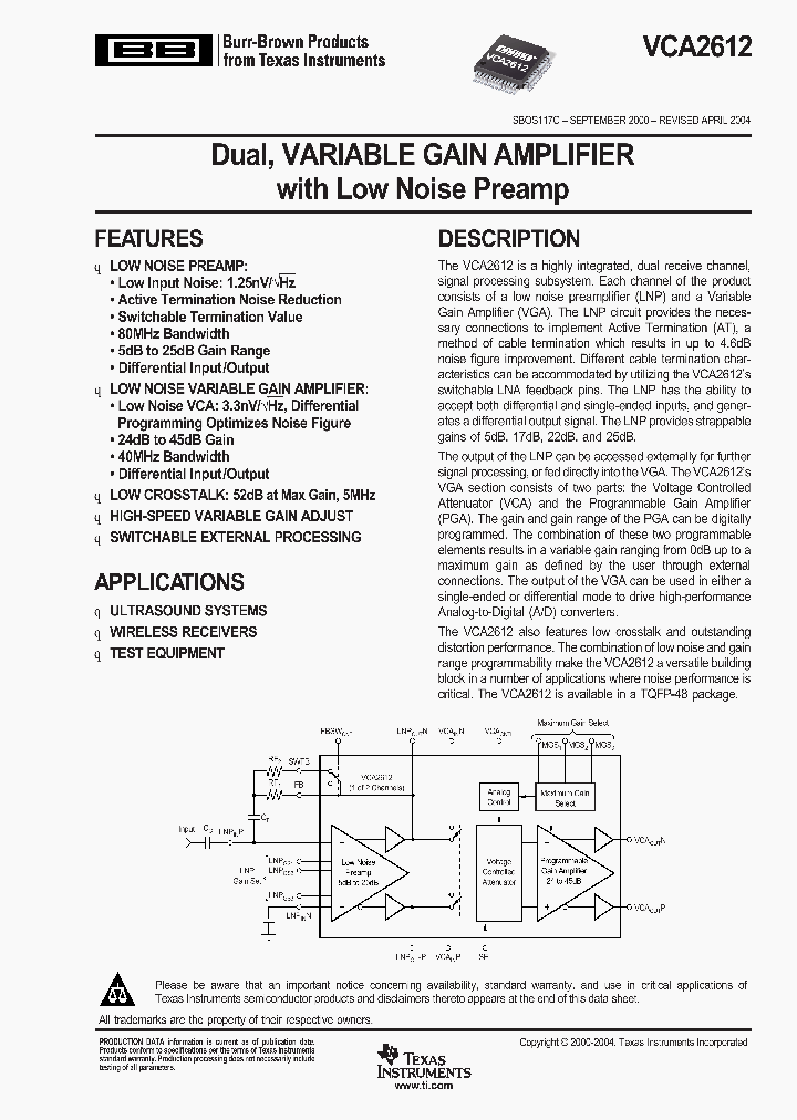 VCA2612_9084652.PDF Datasheet