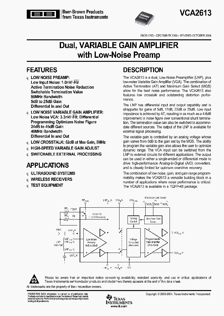 VCA2613_9084655.PDF Datasheet