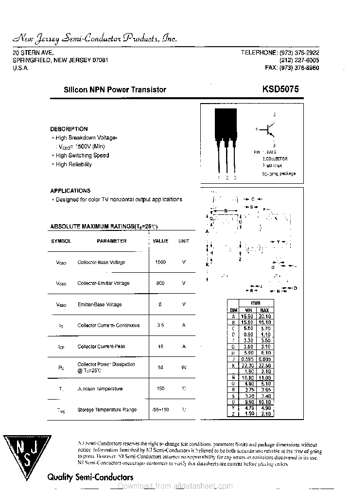 KSD5075_9084662.PDF Datasheet