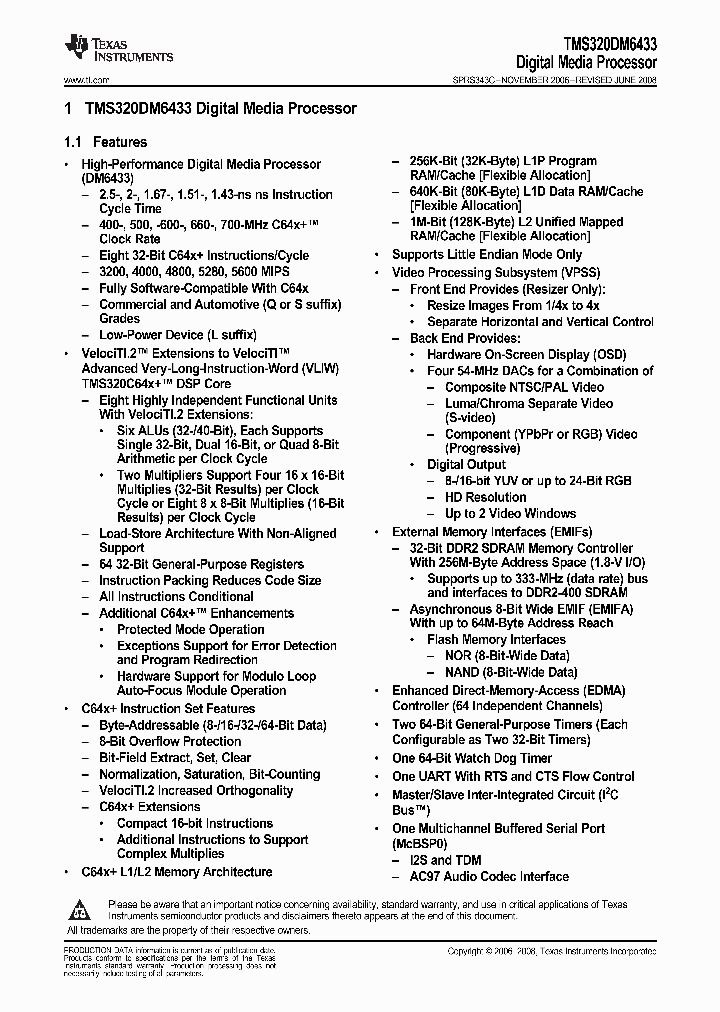 TMS320DM6433Q_9085743.PDF Datasheet