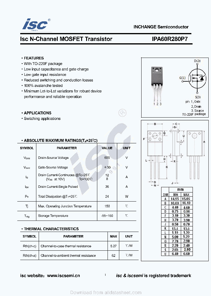 IPA60R280P7_9086626.PDF Datasheet