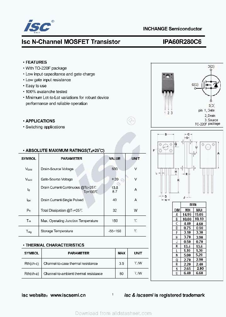 IPA60R280C6_9086617.PDF Datasheet