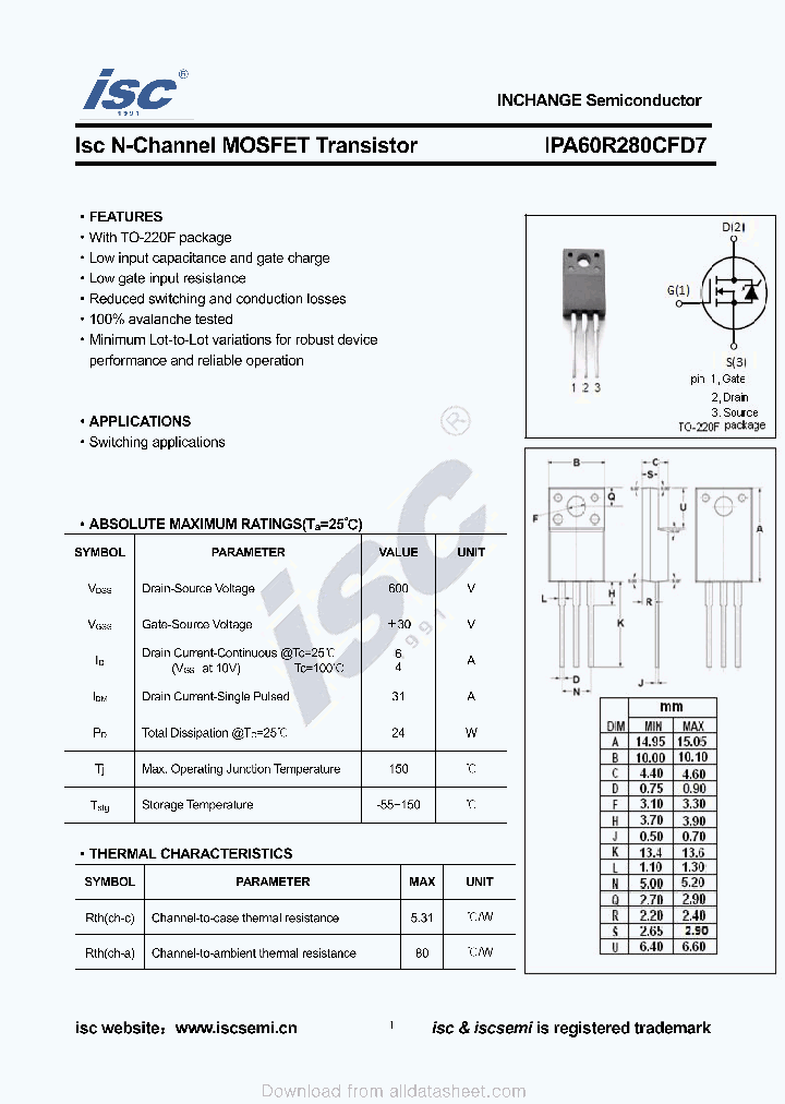 IPA60R280CFD7_9086620.PDF Datasheet