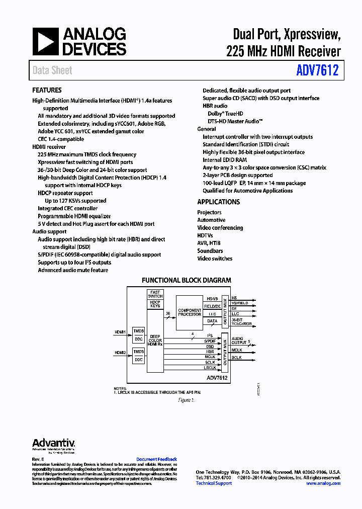 ADV7612_9087784.PDF Datasheet