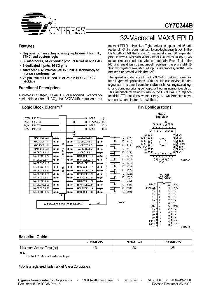 CY7C344B-15HI_9088116.PDF Datasheet