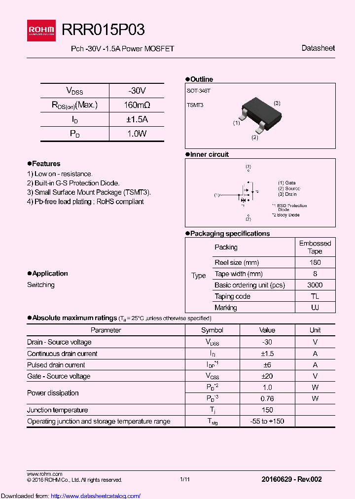 RRR015P03TL_9088236.PDF Datasheet
