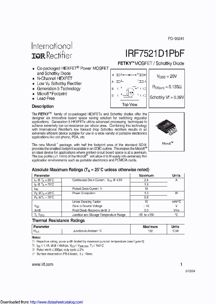IRF7521D1PBF_9088389.PDF Datasheet