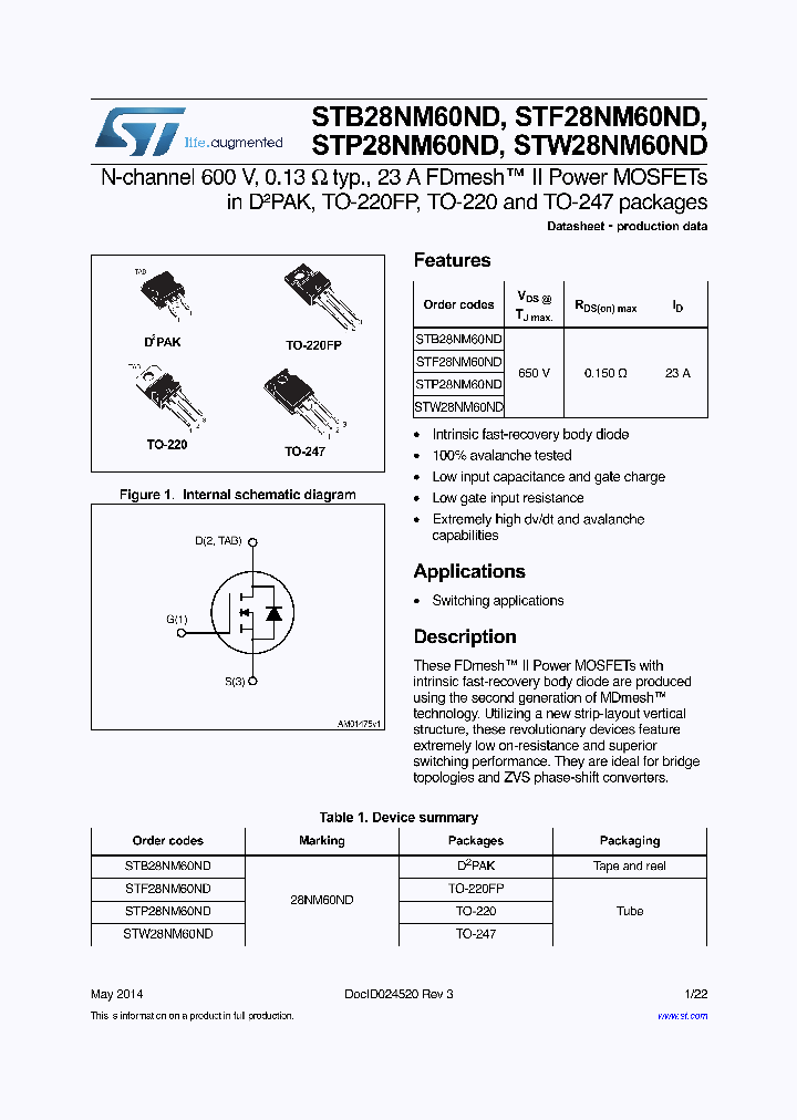 STB28NM60ND_9088636.PDF Datasheet