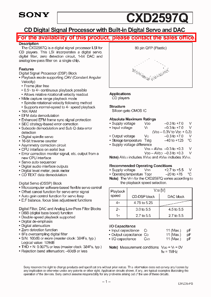 CXD2597Q_9092359.PDF Datasheet