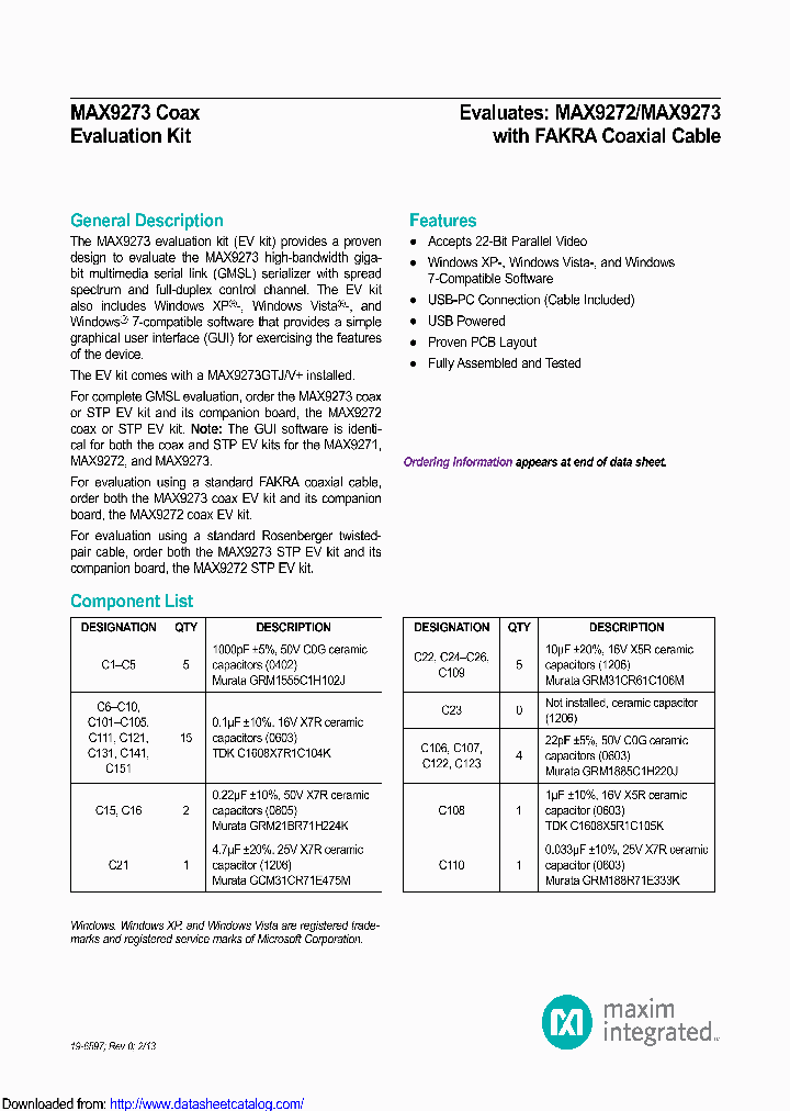 MAX9273COAXEVKIT_9092525.PDF Datasheet