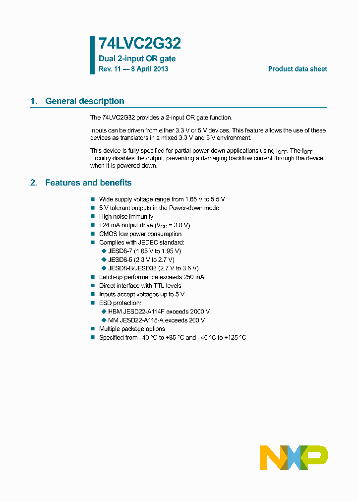 74LVC2G32GF_9092777.PDF Datasheet