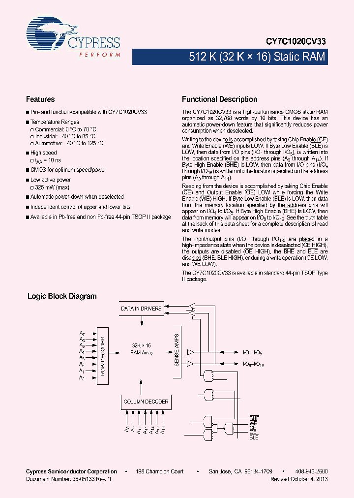 CY7C1020CV33-15ZSXE_9092994.PDF Datasheet