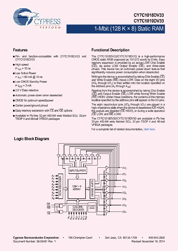 CY7C1019DV33-10BVXI_9094556.PDF Datasheet