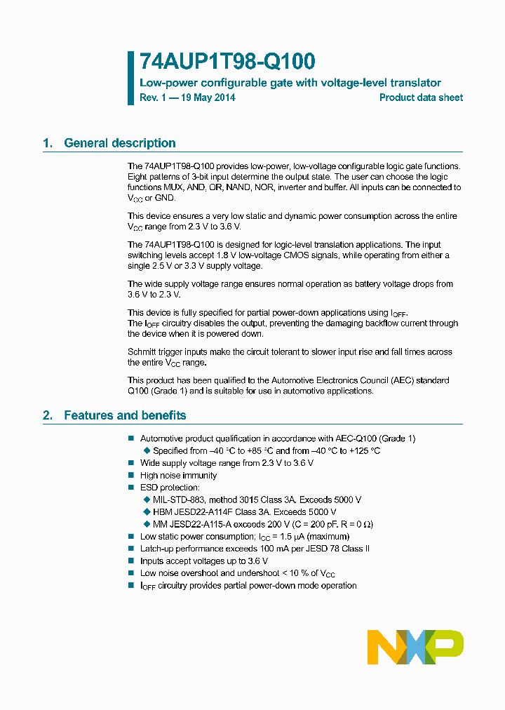 74AUP1T98GW-Q100_9094742.PDF Datasheet