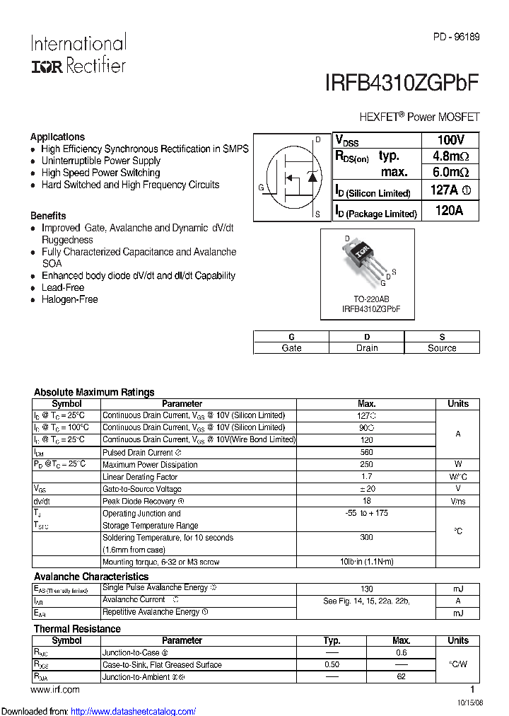 IRFB4310ZG_9095361.PDF Datasheet