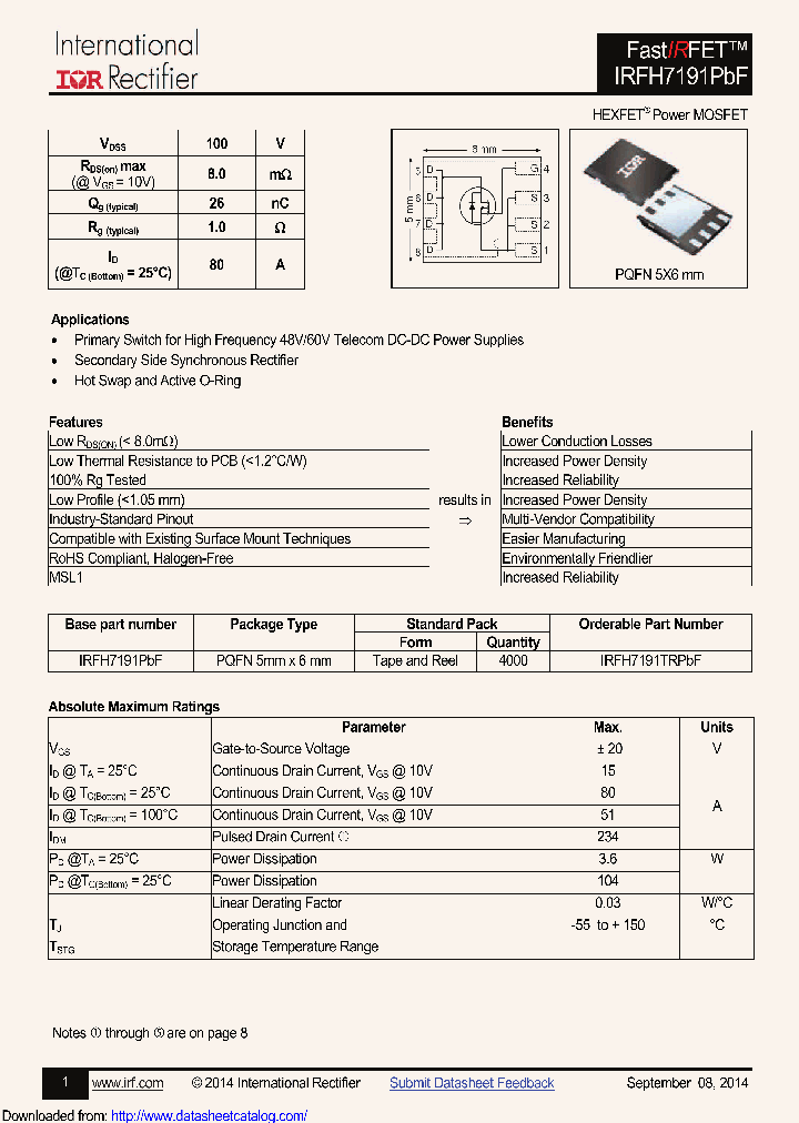 IRFH7191TRPBF_9100813.PDF Datasheet