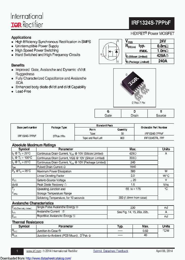 IRF1324STRL-7PP_9102288.PDF Datasheet