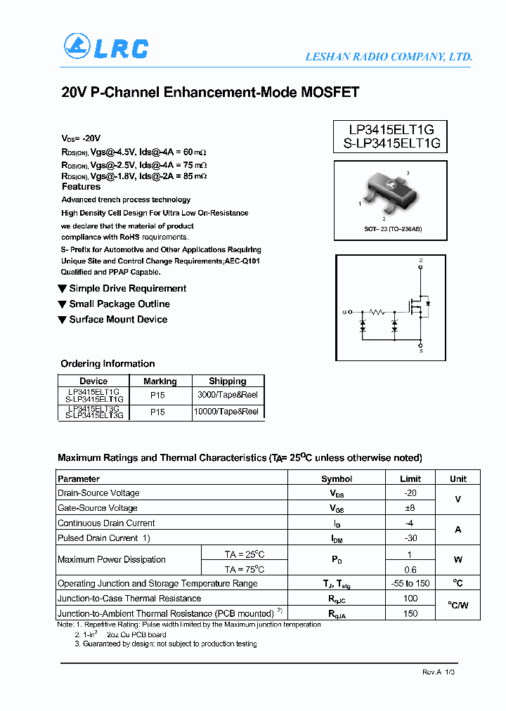 S-LP3415ELT1G_9103101.PDF Datasheet