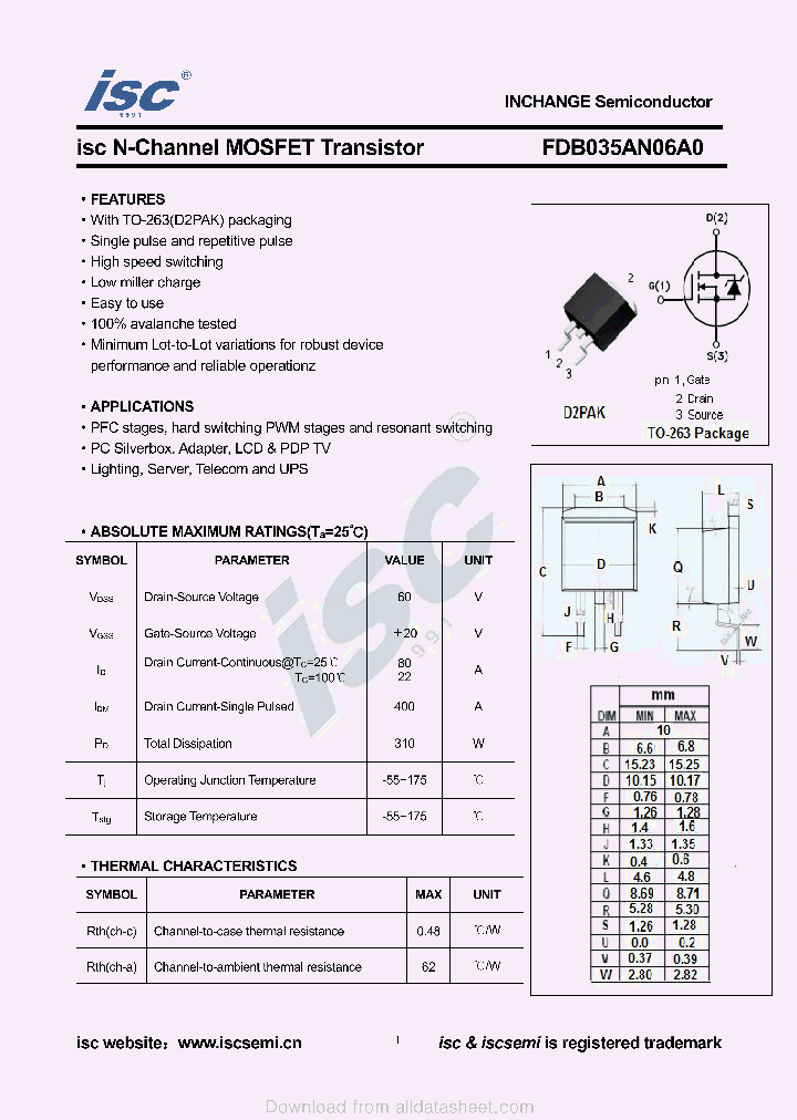 FDB035AN06A0_9103103.PDF Datasheet