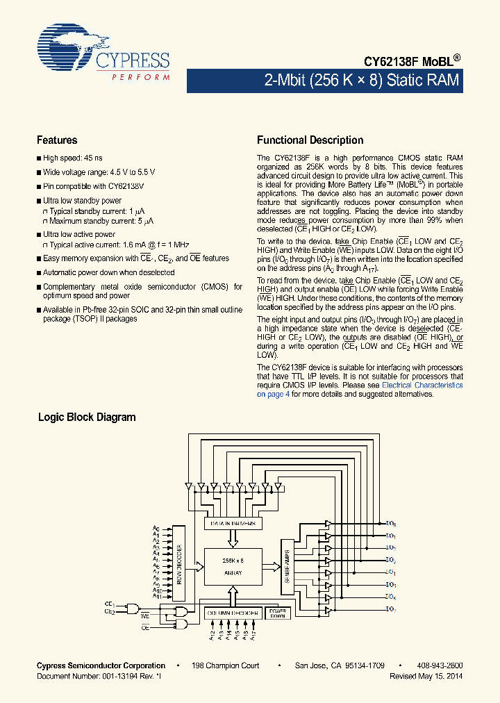 CY62138FLL-45SXI_9103216.PDF Datasheet