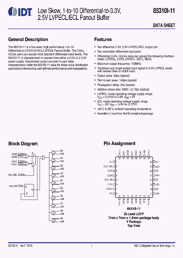 85310AYI-11LFT_9104803.PDF Datasheet