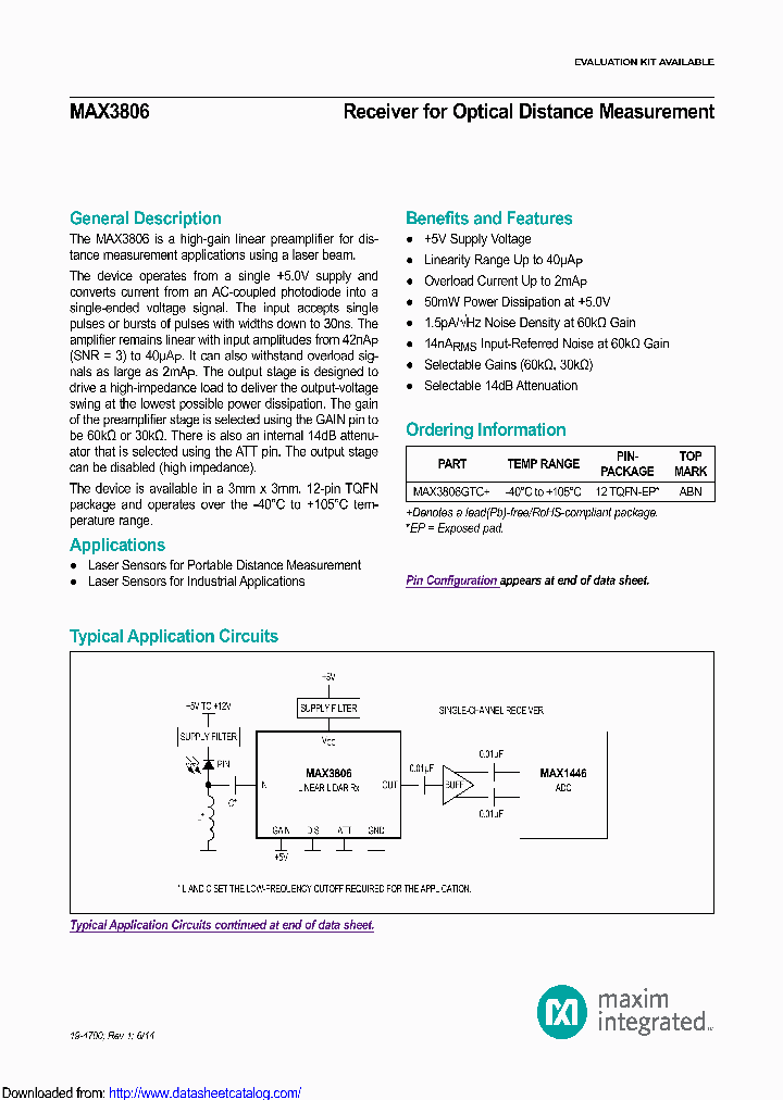MAX3806GTCT_9105405.PDF Datasheet