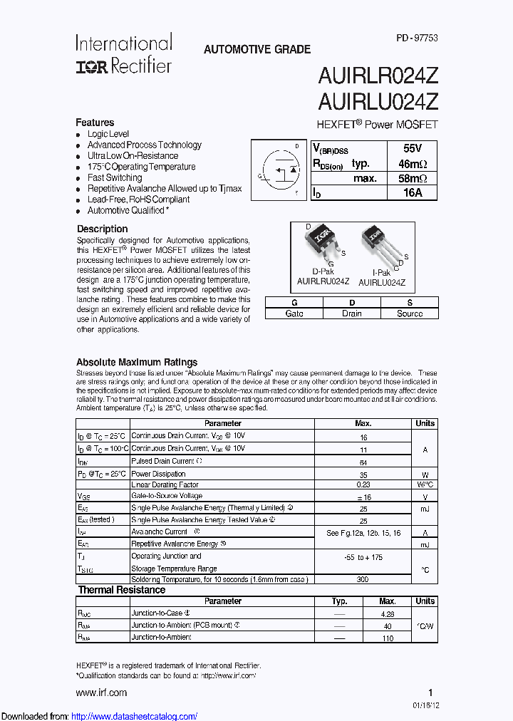 AUIRLR024ZTR_9105537.PDF Datasheet