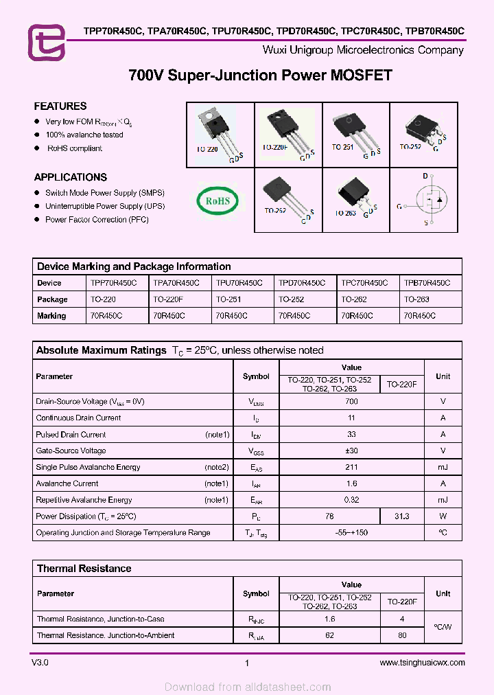 TPP70R450C_9107884.PDF Datasheet