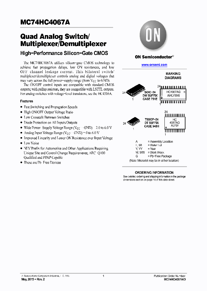 MC74HC4067ADTG_9109783.PDF Datasheet