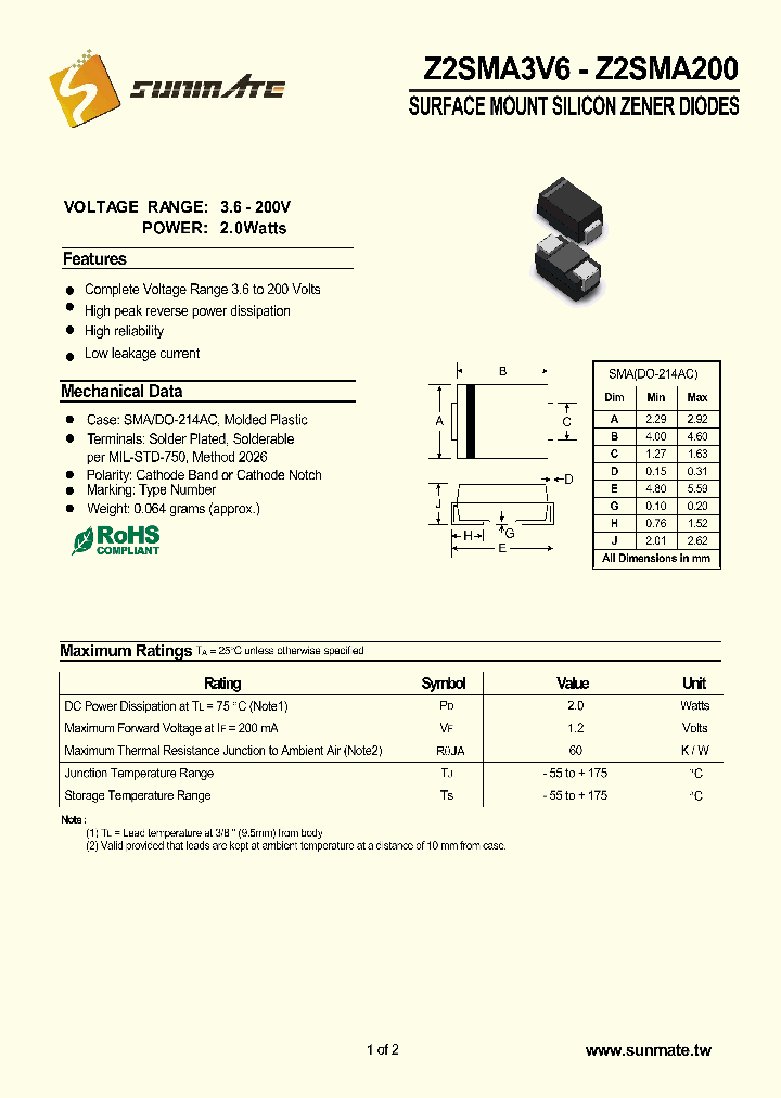 Z2SMA3V6_9113942.PDF Datasheet