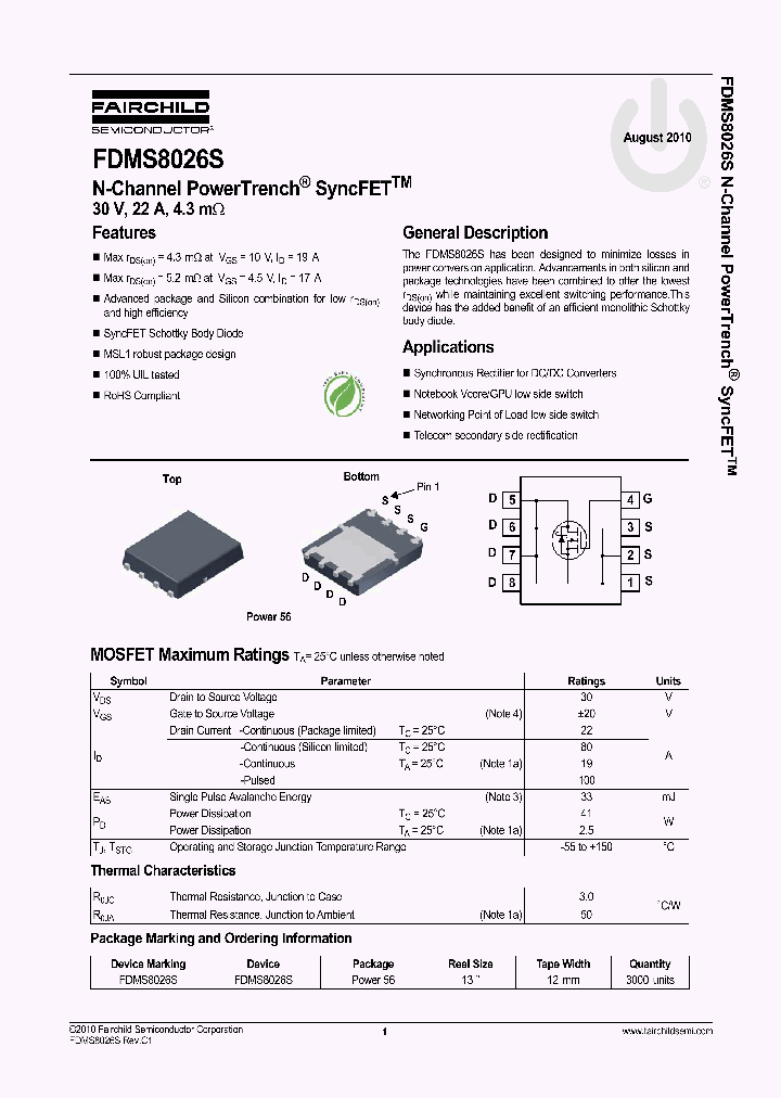 FDMS8026S_9117489.PDF Datasheet