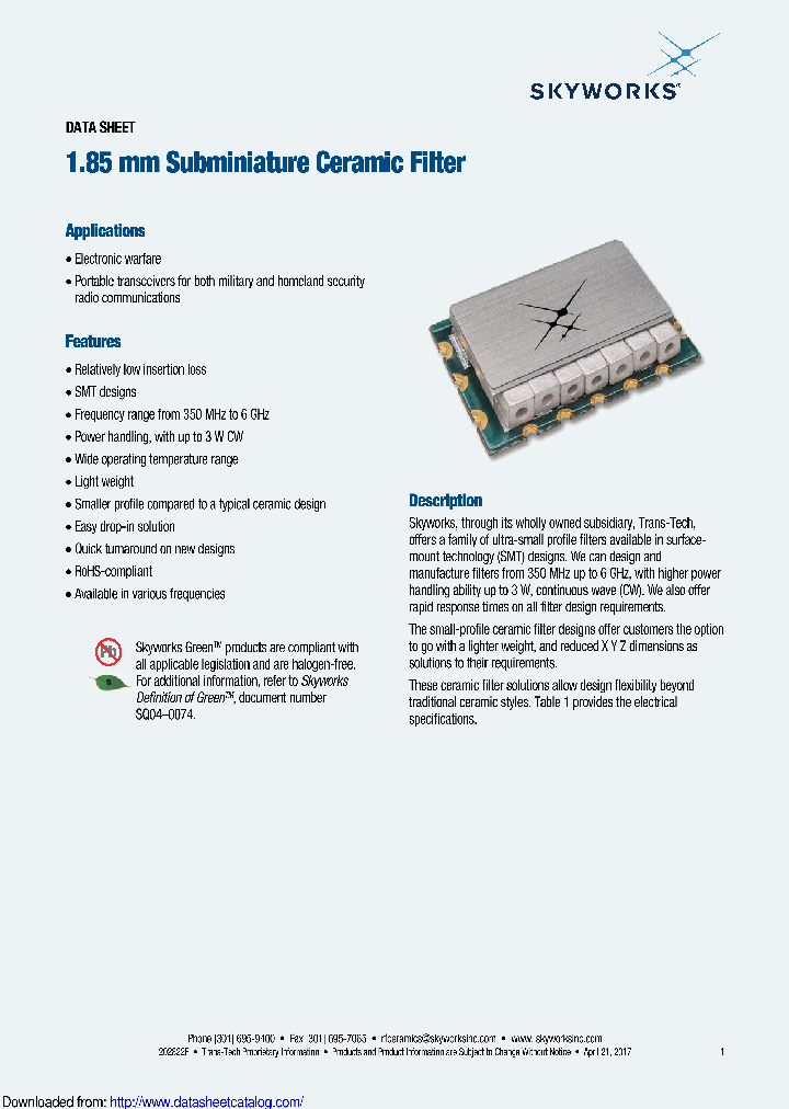 185MMSUBMINIATURECERAMICFILTER_9117583.PDF Datasheet
