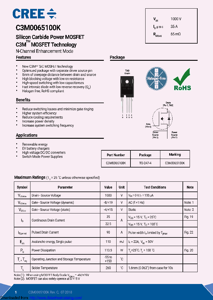 C3M0065100K_9119482.PDF Datasheet