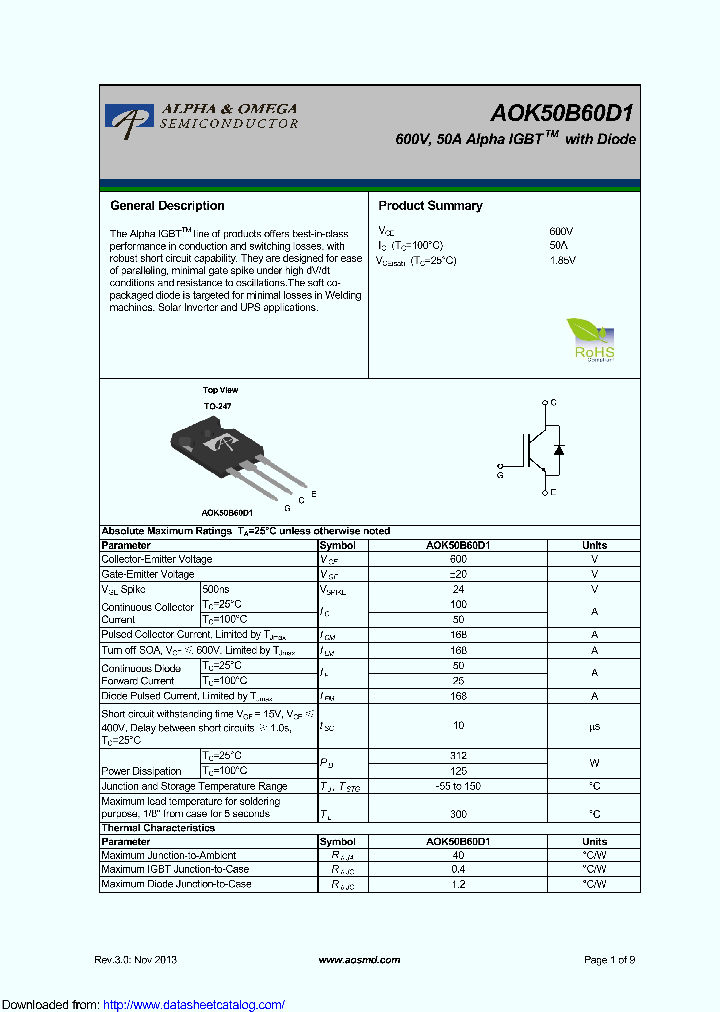 AOK50B60D1_9122608.PDF Datasheet
