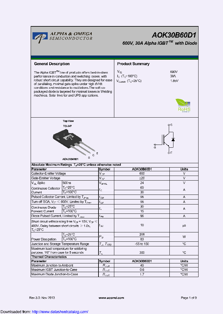 AOK30B60D1_9122603.PDF Datasheet